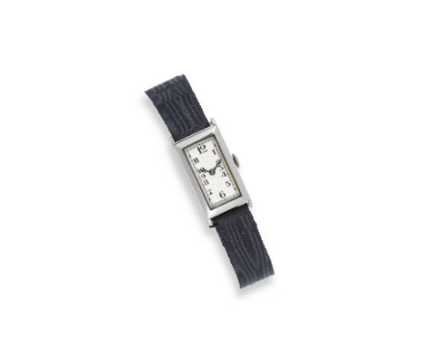 Attributed to Cartier. An 18K white gold manual wind rectangular wristwatchDate: Circa 1936Movement: Jewelled manual windDial