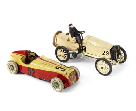 Tinplate model of the Dietrich 30 ch Paris-Madrid (1903) racing car,The well-detailed model finished in cream with black lini