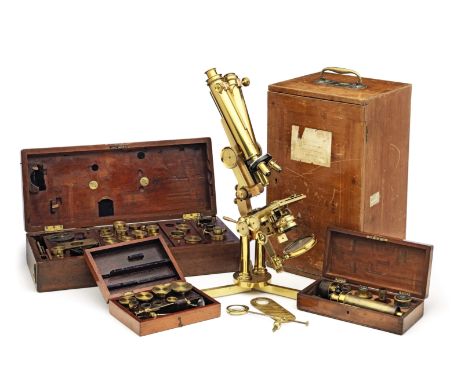 A rare Smith &amp; Beck Brass Compound Binocular Microscope, English, Mid 19th Century,signed on the foot, Smith &amp; Beck 6