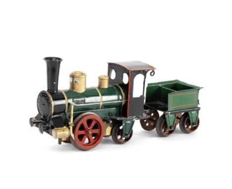 MÁRKLIN late 19th century gauge I 0-2-2 clockwork locomotive and tender,Cat. ref 1021B, locomotive and four-wheel tender hand