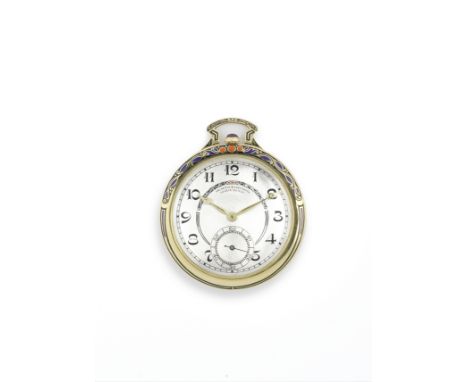 Vacheron &amp; Constantin. An 18K gold keyless wind open face pocket watchDate: Circa 1930Movement: 18-jewel Swiss lever, cut