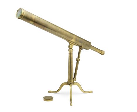 A Jesse Ramsden 2 1/2-Inch Brass Refracting Telescope on stand, English, Late 18th Century,Ramsden London, the tube with rack