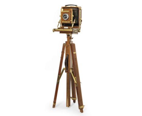 A Louis Gandolfi field camera,5 x 4in camera, teak body, on tripod stand, Footnotes:Provenance: Christie's South Kensington, 