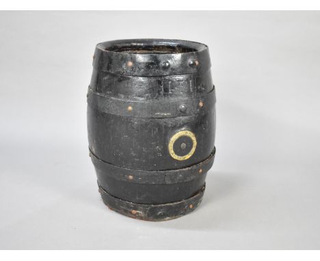 A Vintage Coopered Beer Barrel for Border Brewery Wrexham, 42cms High 
