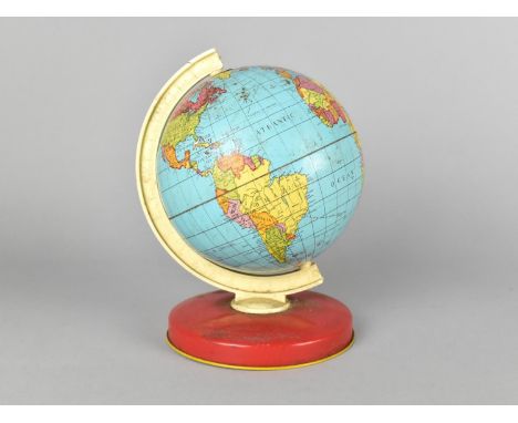 A Vintage Tin Plate Childs Toy Globe, 17cms High 