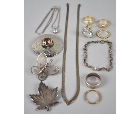 A Collection of Various Costume Jewellery to include Rings, Scottish Brooch, Silver Leaf Brooch and Ring Etc 