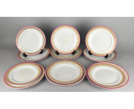 A Set of Six Late 19th,Early 20th Century Small and Six Large Royal Worcester Plates Decorated with Transfer Printed Pattern 