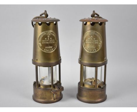 A Pair of Brass Miners Safety Lamps by The Protector Lamp and Lighting Company Type VI 