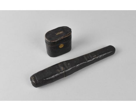 A Late Victorian Leather Cased Two Division Vesta, the Hinged Lid Inscribed 'Light' together with a Quill Knife by Rodgers of