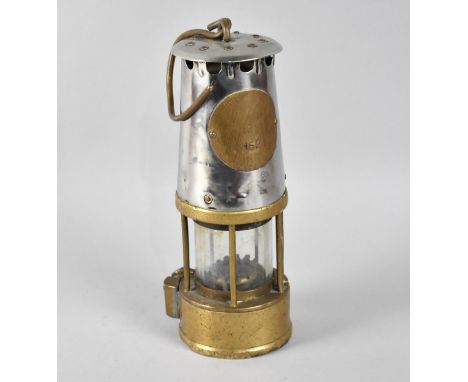 A Vintage Brass Miners Safety Lamp by the Protector Lamp and Lighting Company by SRS, 24cms High 