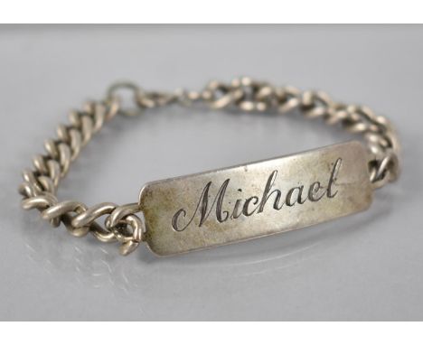 A Vintage Silver Identity Bracelet, Michael, 39gms, Birmingham 1984 