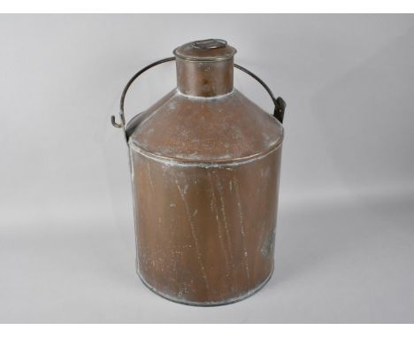 A Vintage Copper Milk Churn with loop Handle, 46cms High 