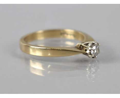 A 9ct Gold and Diamond Solitaire Ring, Round Brilliant Cut Stone Measuring 3.6mm Diameter in Raised in Six Claw Setting to an