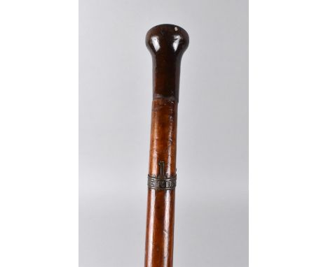 A Vintage Military Pacing Stick with Badge for No.1 The Kings Regiment, 87cms High 