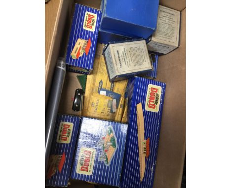 A box of model railway items, mainly Hornby Dublo 