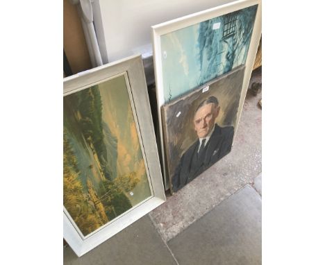 Portrait oil R.G. Eves and some prints 