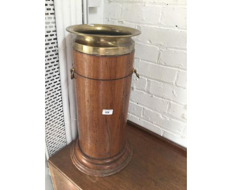 A reproduction brass mounted cylindrical stick and umbrella stand. 