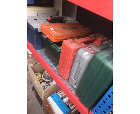 A large quantity of tools including sander, jigsaw, drill bits etc 