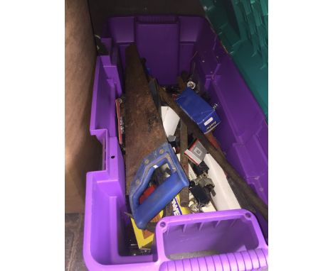 A storage box containing various tools 