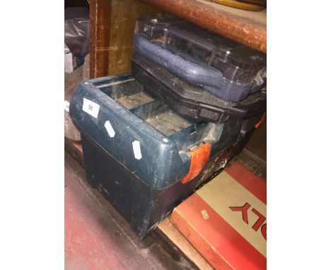 A toolbox with misc tools, a Titan case with few drill bits and a complete set of bits 