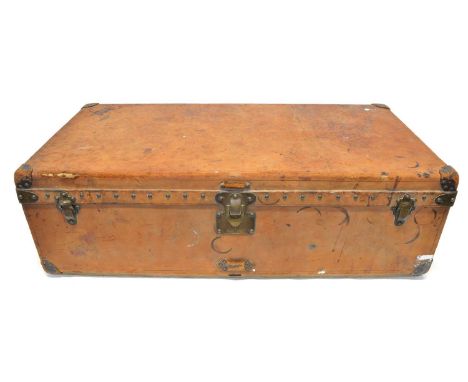 Louis Vuitton travel trunk Early 20th Century Louis Vuitton travel trunk, tan leather exterior with old labels for Lloyd Brem