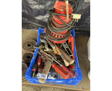 A box of tools &amp; many weights &amp; submersible pond pump COLLECT ONLY