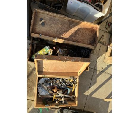 2 Wooden toolboxes full of tools COLLECT ONLY