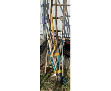 A quantity of garden tools &amp; ladder COLLECT ONLY