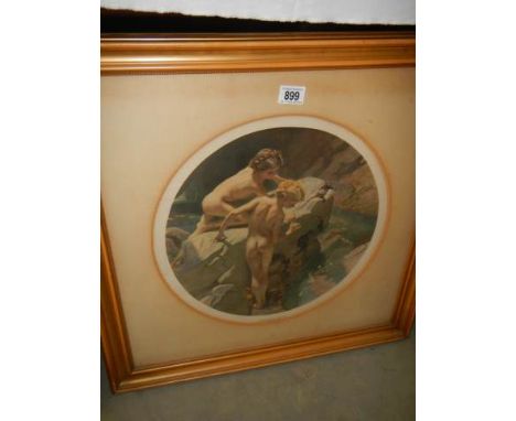 A framed and glazed study of two children entitled 'Wonder of the Sea by Frank O Salisbury, 64 x 65 cm.&nbsp; COLLECT ONLY.