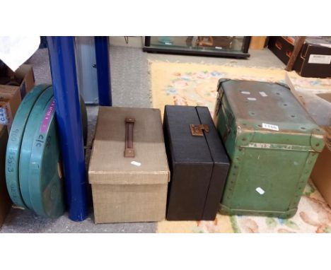 2 projectors, 3 films &amp; large empty projector box COLLECT ONLY.