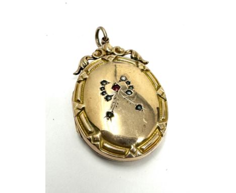 9ct gold back &amp; front antique garnet &amp; seed pearl locket (9.1g) 
