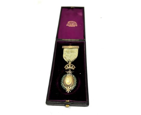 Boxed victorian 1837 - 1887 silver &amp; enamel medal 