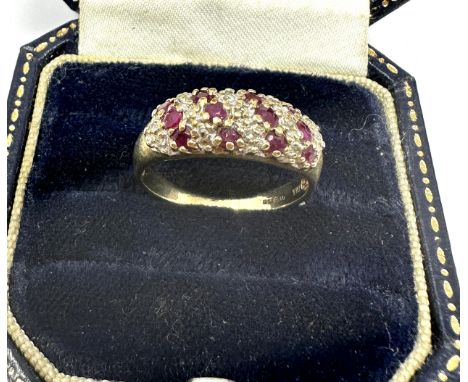 9ct gold diamond &amp; ruby dress ring (2.5g) 