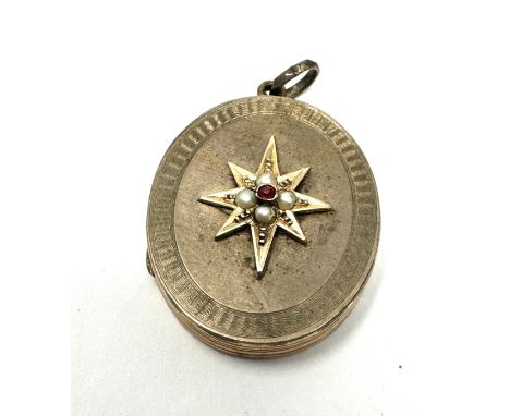 9ct gold back &amp; front antique paste &amp; seed pearl locket (7.2g) 