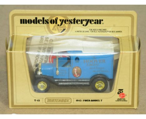Matchbox Models of Yesteryear Code 2 Y12 Ford Model T "Hoover" - mid-blue body, white roof, black chassis, light tan seats, g