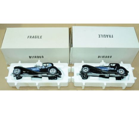 Franklin Mint - a boxed pair of 1:24th Scale B11RB69 Bugatti Royale Coupe. Conditions are Good to Excellent (unchecked for co