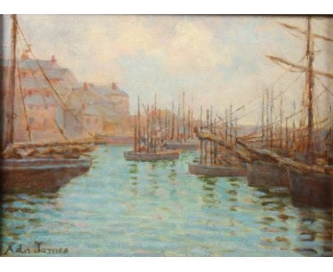 Ada JAMES High tide, St. Ives HarbourOil on wood panel Signed 21 x 28.5cm 