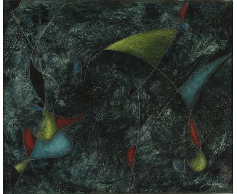 SALISBURYAbstract Composition Oil on panel with scratching out Signed and dated '5023 x 27cm
