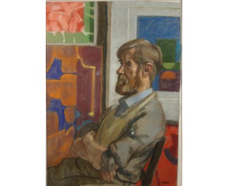 Ken SYMONDS (1927-2010)Bob CrossleyPastel on paperSignedInscribed to the back and dated 198673 x 52.5 cm(See back page illust