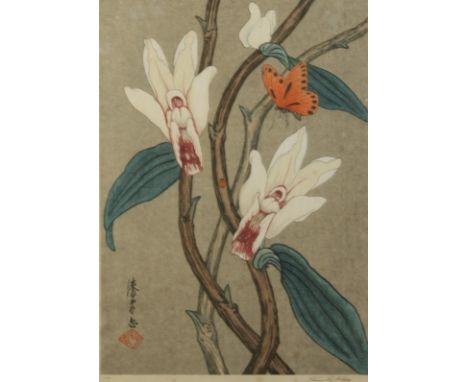 Japanese printWhite orchidsAquatintIndistinctly signed and numbered #1430 x 21 cm Condition report: Some light foxing but oth