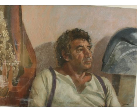 Ken SYMONDS (1927-2010)Max BarrattPastel on paperSignedInscribed to the back and dated 198652.5 x 73 cm(See back page illustr