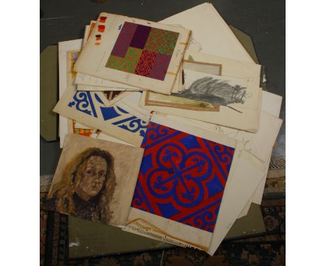 Valerie WILSON nee Knight (1950-2004)Art school tile designs and other art school works in a portfolio