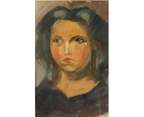 Roger TOLMER (1908-1988)Portrait of a young womenOil on boardSigned31.5 x 20 cm