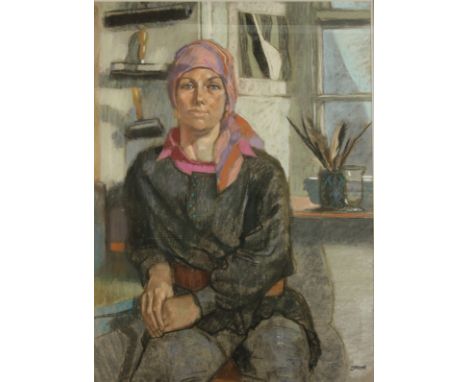 Ken SYMONDS (1927-2010)Catherine ArmitagePastel on paperSignedInscribed to the back and dated 198673 x 52.5 cmPart of a remar