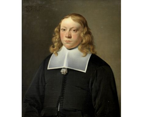 Dutch School, 1671Portrait of a young man, half-length, in black inscribed 'AETATIS.17/ANo 1671' (upper left)oil on canvas74.