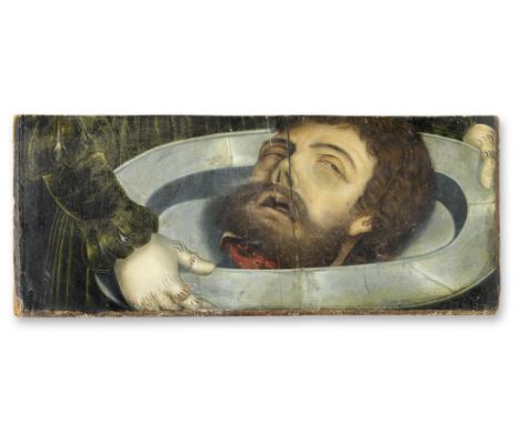 Peter Gertner (? circa 1495- after 1541 Nuremberg)The head of Saint John the Baptist oil on panel, a fragment19.2 x 44.8cm (7