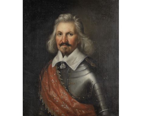French School, 17th CenturyPortrait of a bearded gentleman, half-length, in armour with a red sash oil on canvas76 x 63.2cm (
