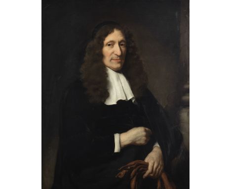 Nicolaes Maes (Dordrecht 1634-1693 Amsterdam)Portrait of a gentleman, standing three-quarter-length, holding his gloves signe