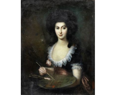 Spanish School, 19th CenturyPortrait of a female artist holding a palette oil on canvas102.6 x 81.1cm (40 3/8 x 31 15/16in).u