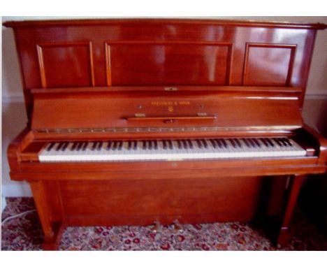 Steinway (c1927) 
A Model K upright piano in a mahogany case, together with a brown-upholstered stool. 